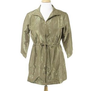 LINEA LOUIS DELL'OLIO Iridescent Olive Green Drawstring Anorak Coat Size M